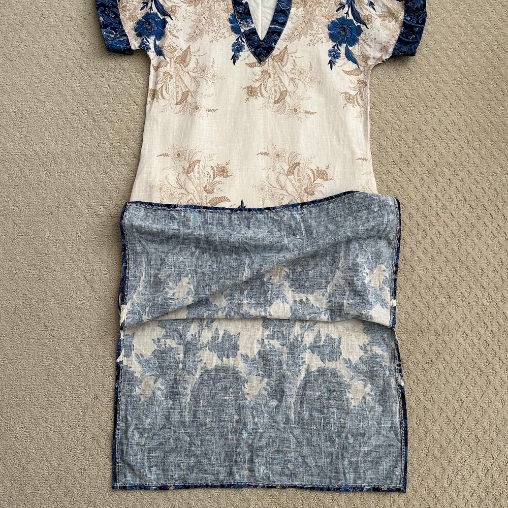 Francesca Bettini Linen Blend Floral Shift Dress Small Summer Vacation Casual - Picture 6 of 15